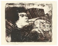 Max Kaus. ”Liegende Frau mit Katze”. Circa 1923/24