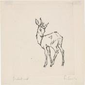 Renée Sintenis. Stehende Antilope, mit rückwärtsgewandtem Kopf.