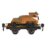 Märklin Wagen, Spur 0, ÜL, fremd beladen mit Raketenwerfer, LS und Alterungsspuren, L 13