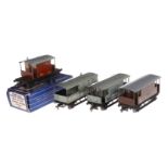 4 Hornby Dublo Güterwagen, Spur H0, LS und Alterungsspuren, L 9,5, 1 im tw besch. OK, Z 3