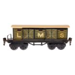 Märklin engl. ged. Güterwagen 1956 LMS, Spur 0, HL, mit 4 ST, Dach ÜL, versch. Ausbesserungen, LS