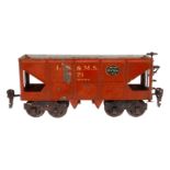 Märklin amerik. Selbstentladewagen 2929, Spur 0, HL, LS und gealterter Lack, L 18, Z 3