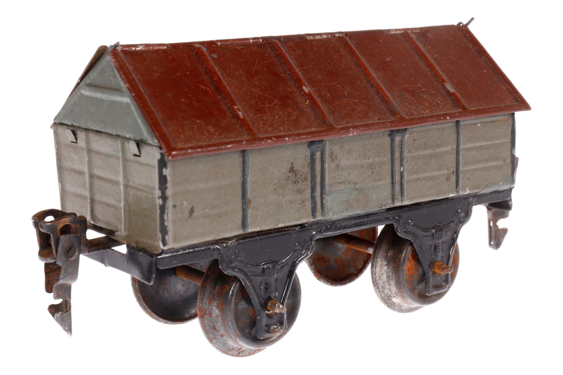 Märklin Zementwagen 1919, Spur 0, HL, ohne Aufschrift, erhöhte Stirnwände nachlackiert, LS, L 11, - Image 3 of 4