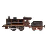 Märklin B-Dampflok 1031, Spur 1, Uhrwerk intakt, schwarz, mit Tender und Bremse, Dom ersetzt, tw