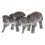 2 Schoenhut Elefanten für Humpty Dumpty Circus, HL, LS, L 17, Z 3
