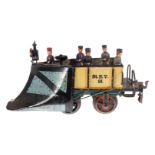 Märklin Schneepflug 1888, Spur 1, uralt, HL, 1 Radsatz ersetzt, Figuren und Lampe Replik, LS tw