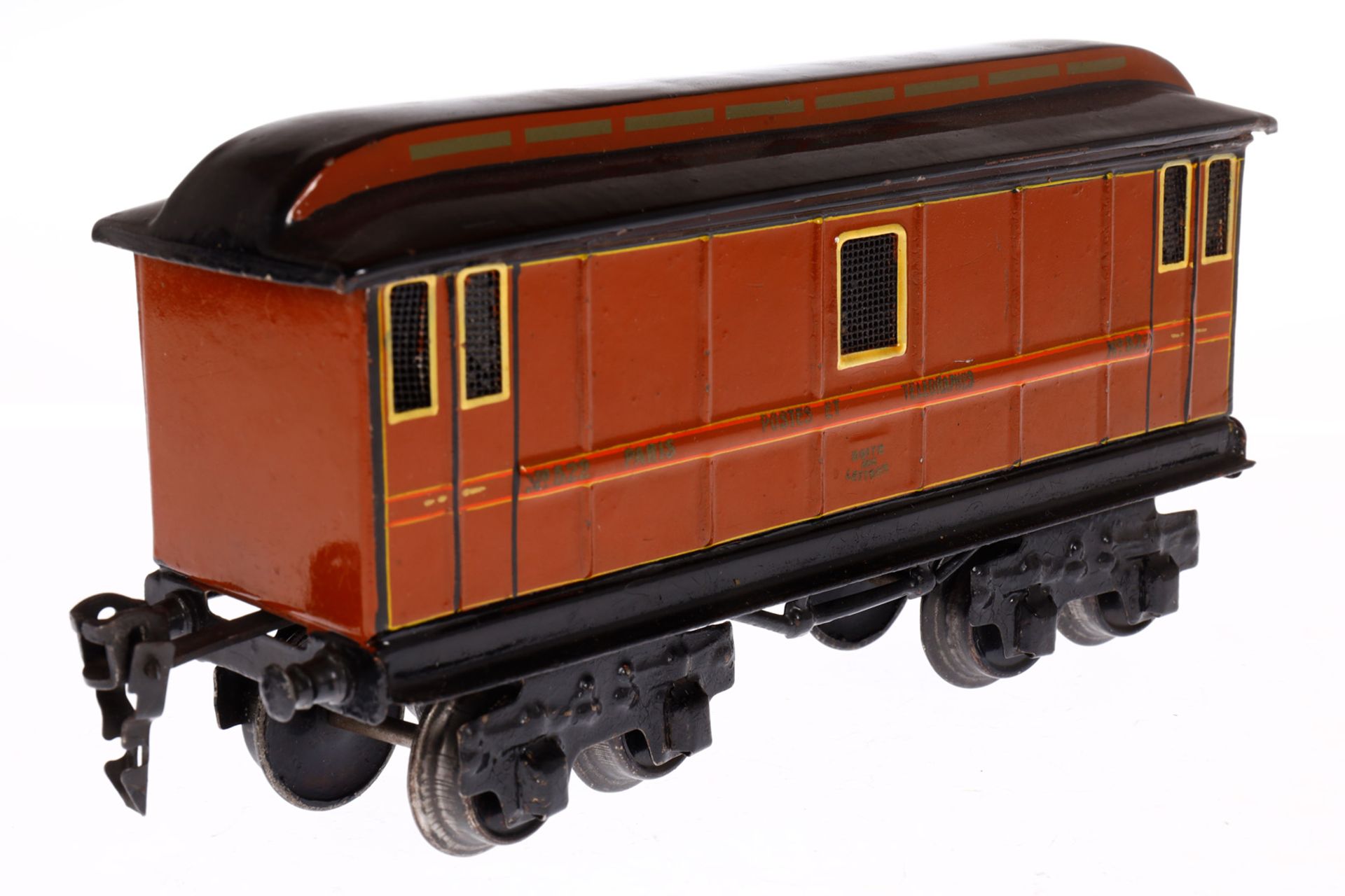 Märklin franz. Postwagen 2998, Spur 0, HL, kleine Ausbesserungen, LS und gealterter Lack, L 20, Z 2 - Image 3 of 4