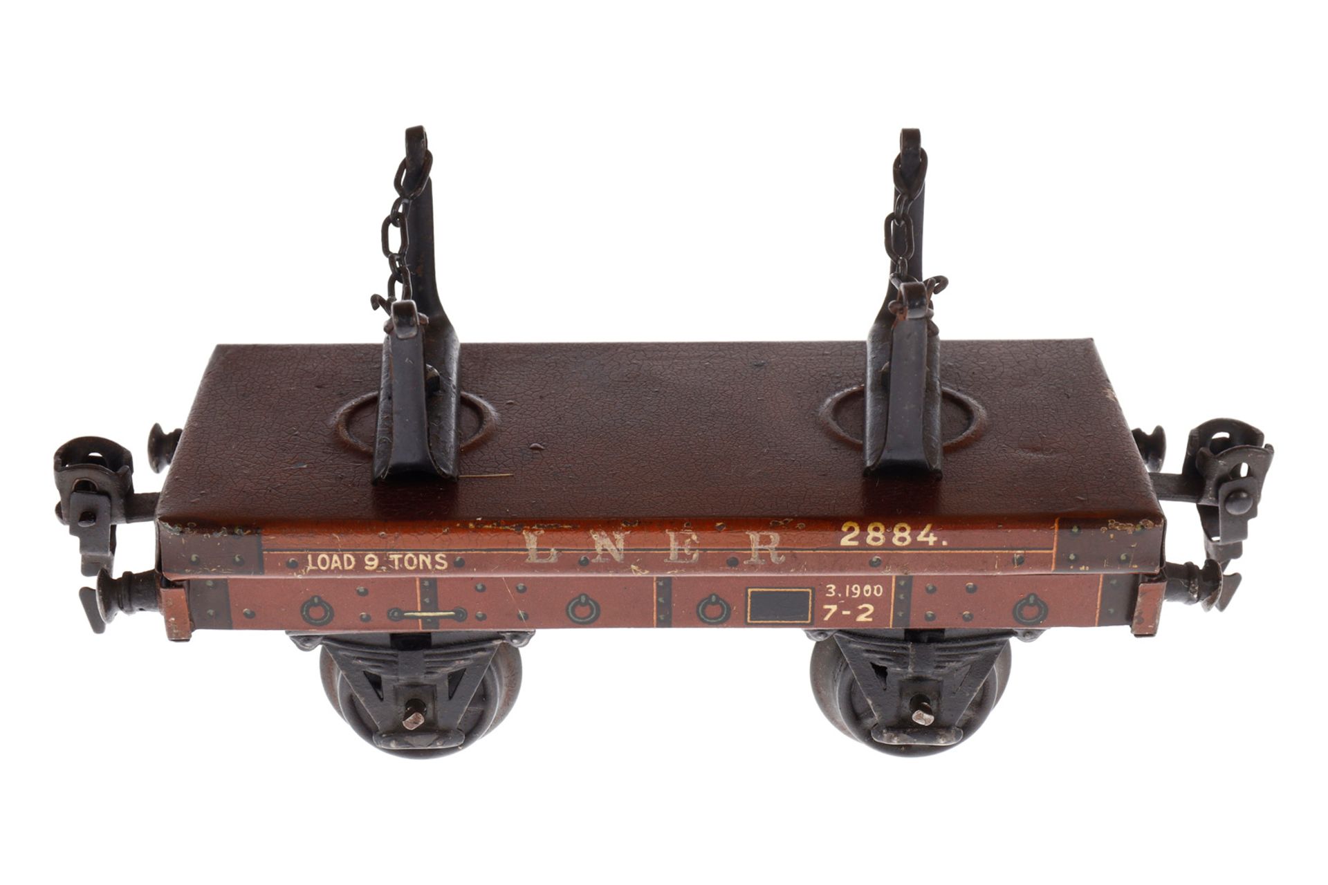 Märklin engl. Drehschemelwagen 2884 LNER, Spur 0, HL und CL, LS und gealterter Lack, L 15, Z 3