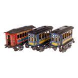 3 versch. Issmayer Personenwagen, Spur 0, CL, LS, L 11, Z 3