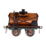 Märklin Petroleumwagen 1812, Spur 1, uralt, braun, HL, mit Bügelkupplungen, Schwarzbereiche meist