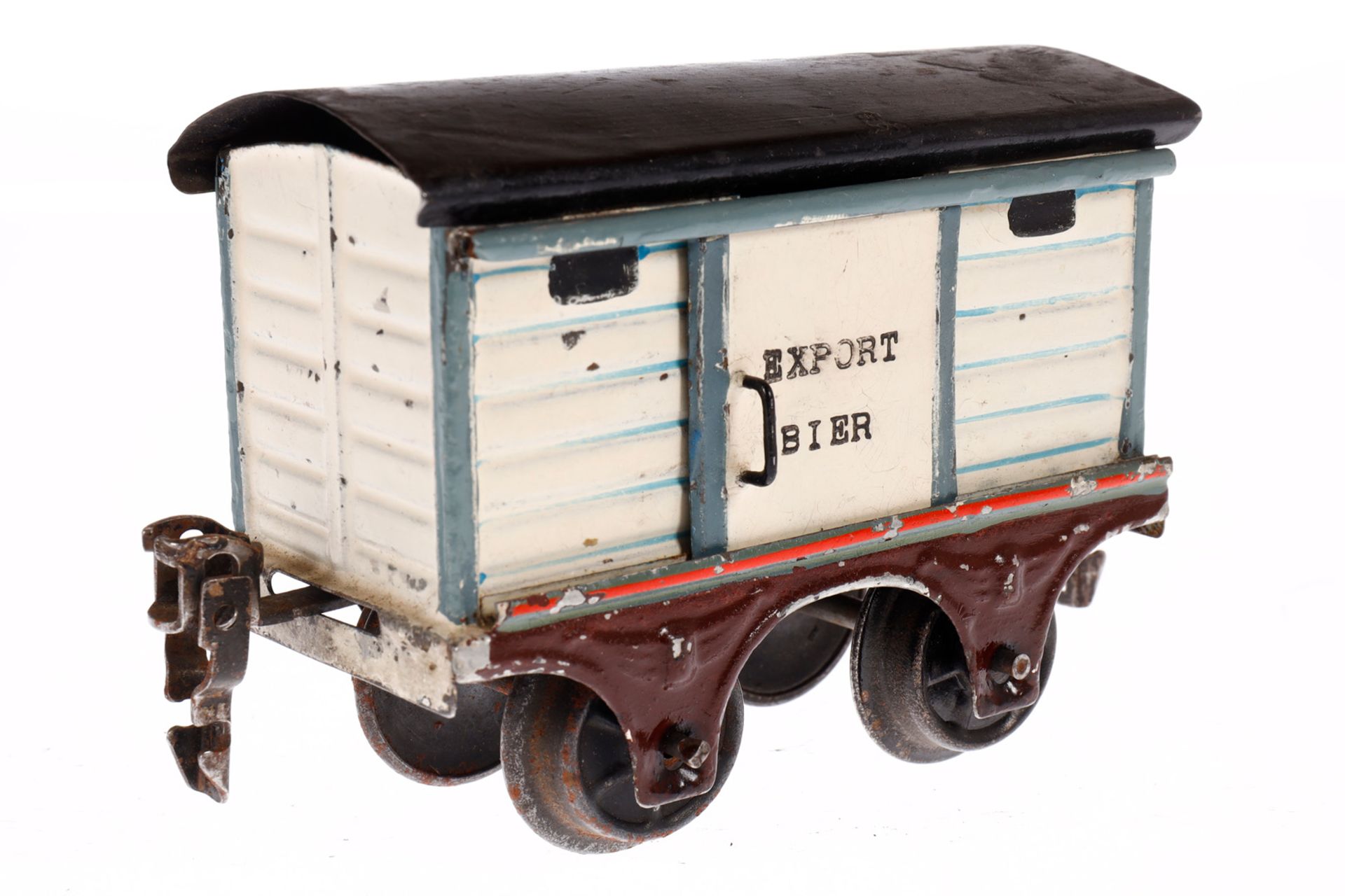 Märklin Export Bierwagen 1808, Spur 0, uralt, HL, mit 1 ST, LS tw ausgeb., gealterter Lack, L 9,5, Z - Image 2 of 4