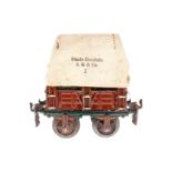 Märklin Planewagen 1810, Spur 1, uralt, HL, Rungen tw ersetzt, LS und gealterter Lack, L 13, Z 3