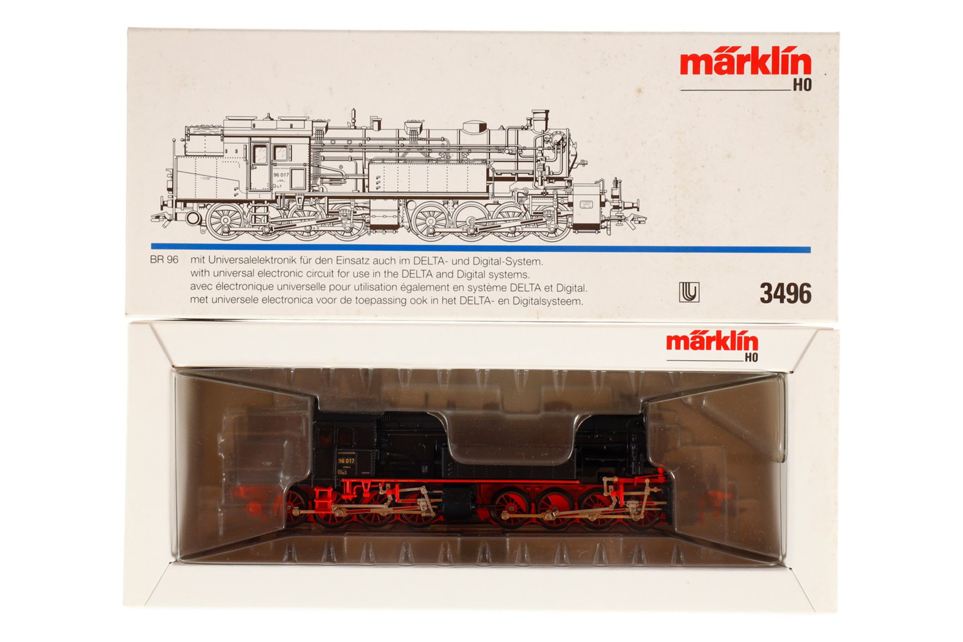 Märklin D-D Tenderlok ”96 017” 3496, Spur H0, schwarz, Alterungsspuren, OK, Z 2