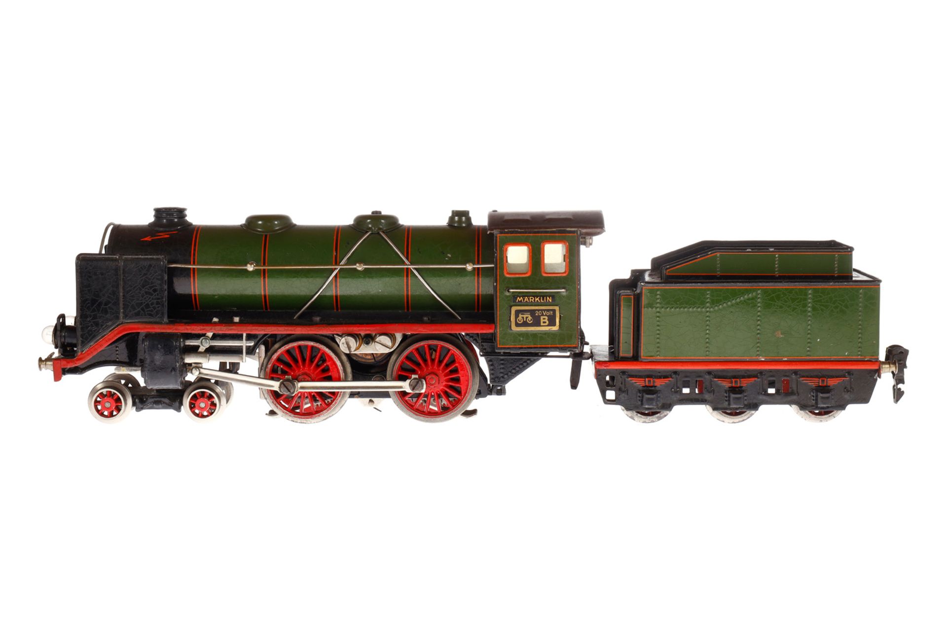 Märklin 2-B Dampflok E 66/12920, Spur 0, elektr., grün/schwarz, mit Tender, kW und 2 el. bel.