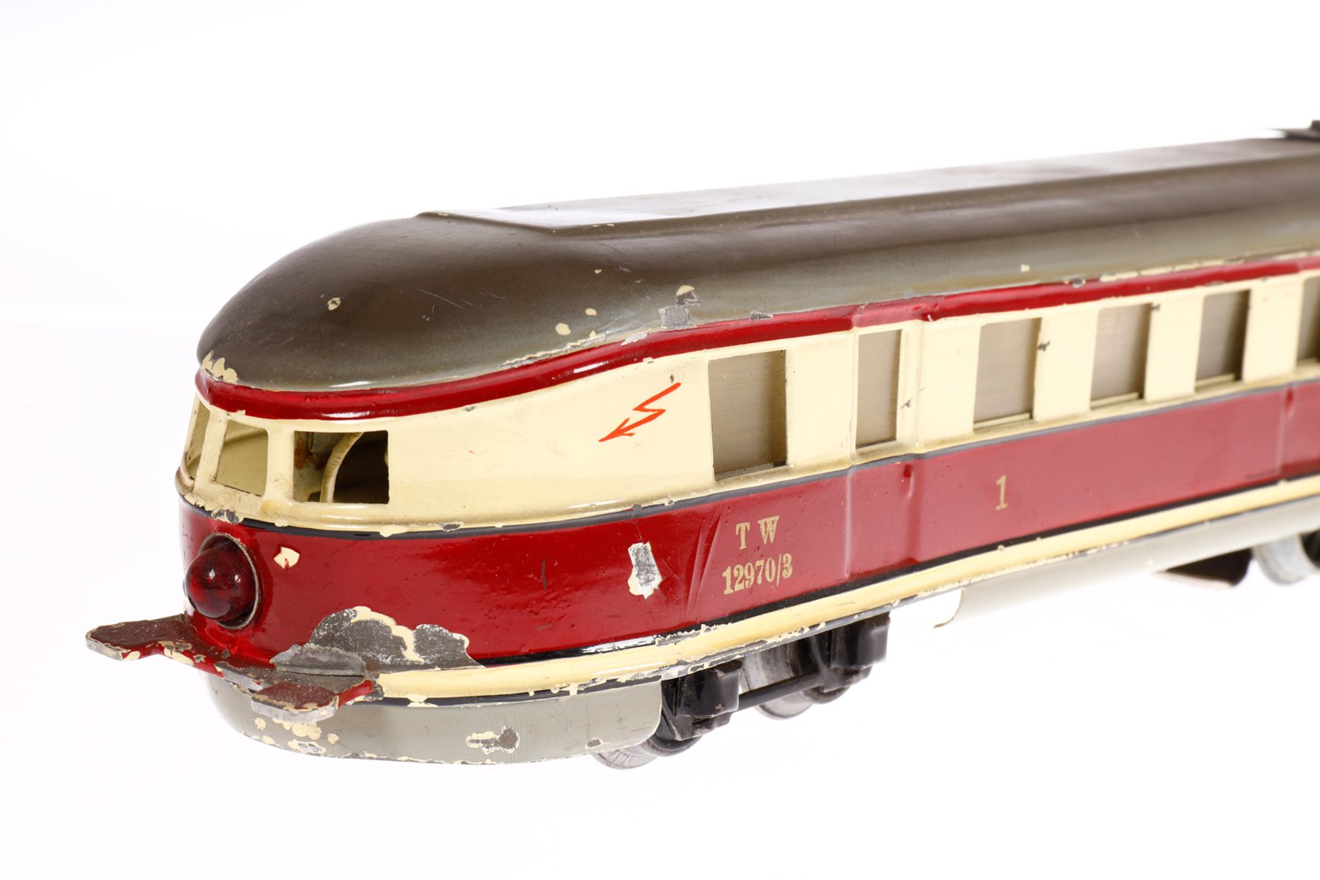 Märklin Triebwagen TW 12970/3, Spur 0, elektr., creme/rot, versch. Lackschäden und tw verdellt, LS - Image 2 of 6