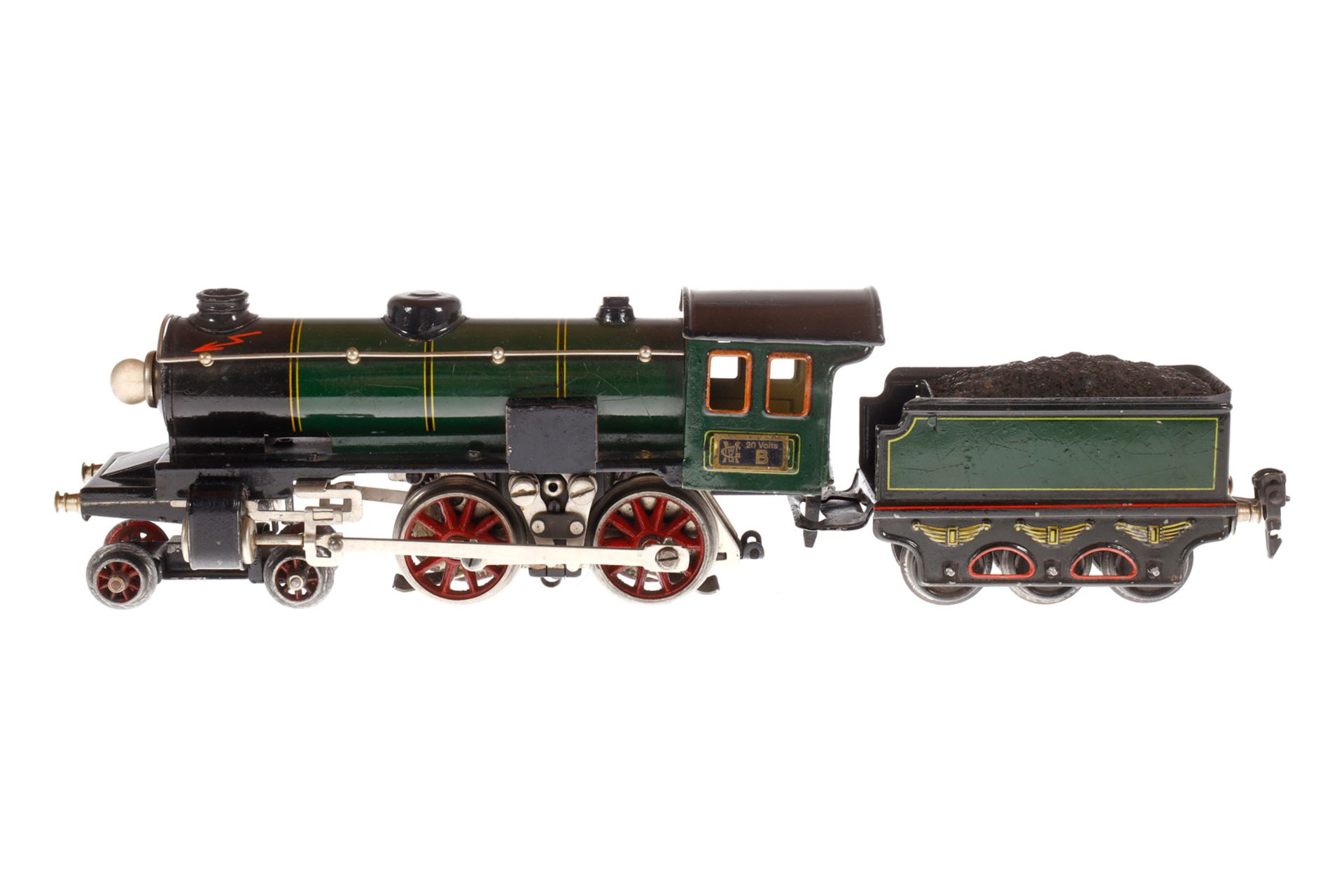 Märklin 2-B Dampflok E 65/13050, Spur 0, elektr., grün/schwarz, mit Tender und 1 el. bel.