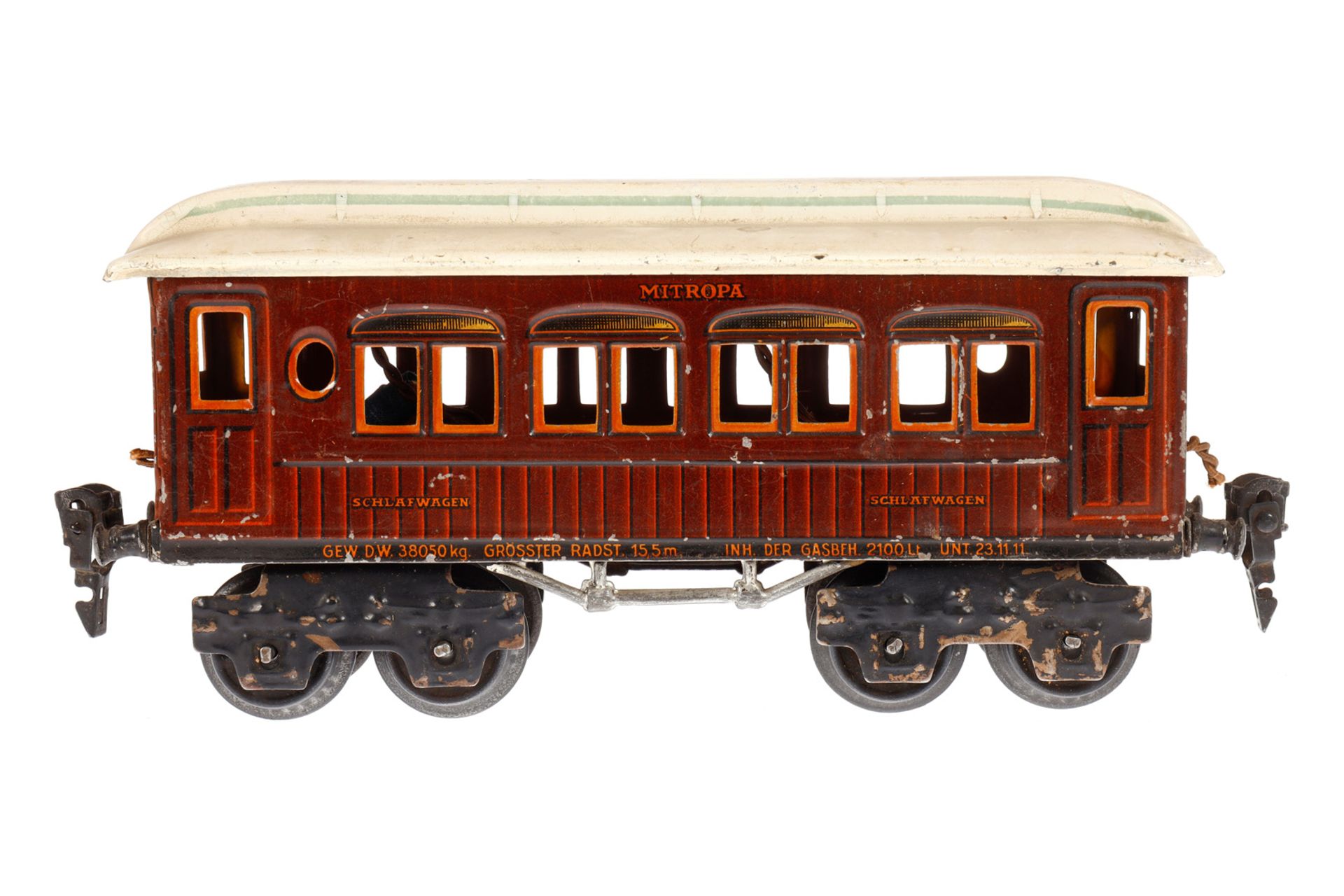 Märklin Mitropa Schlafwagen 1886, Spur 0, CL, LS und gealterter Lack, L 20, Z 3