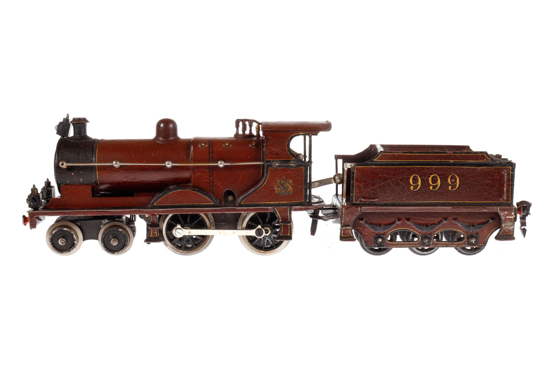 Märklin engl. 2-B Dampflok ”999” E 1020 MR, Spur 0, braun/schwarz, mit Tender, 3 imit.