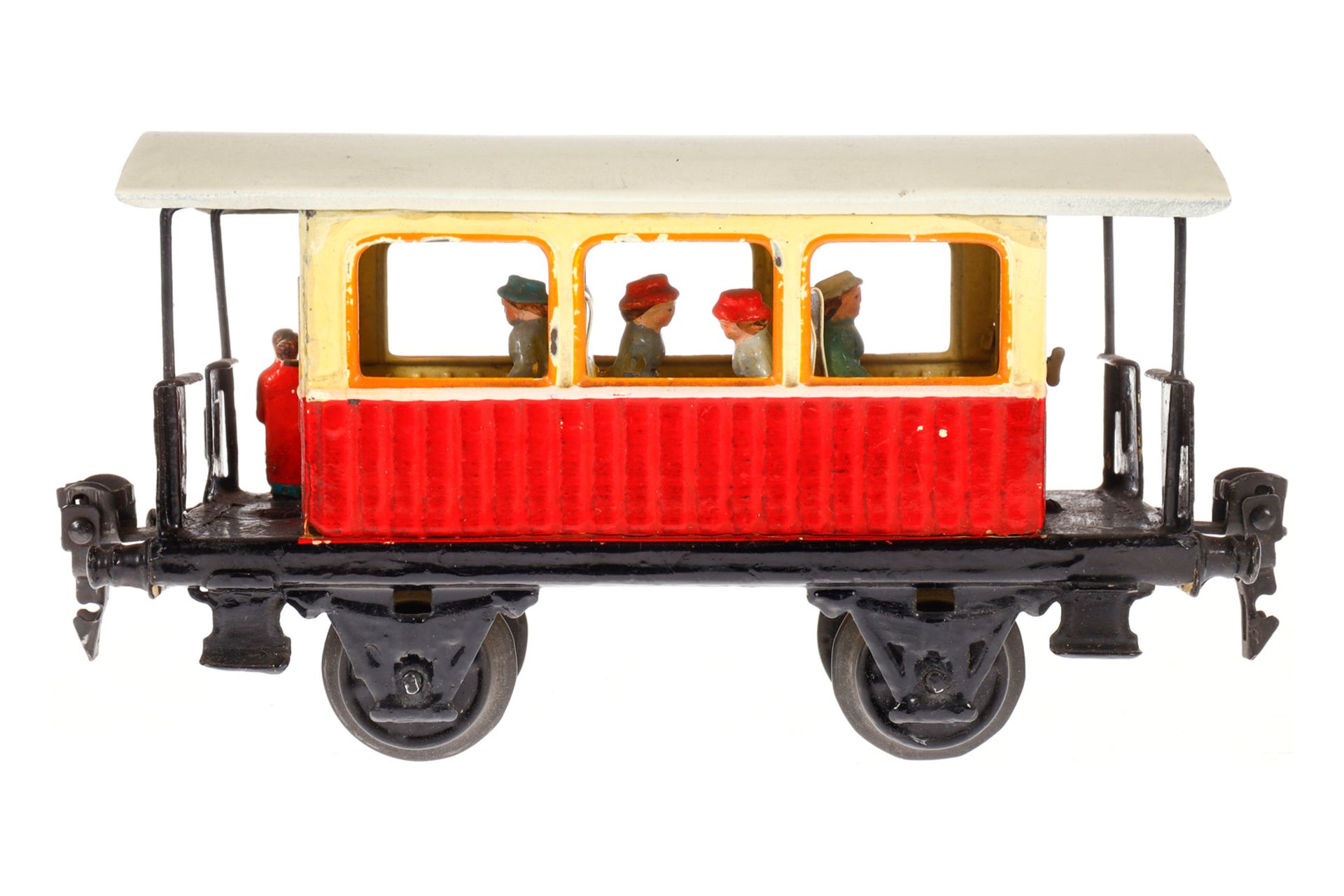 Märklin Aussichtswagen 1835, Spur 0, creme/rot, mit Inneneinrichtung und 4 AT, Dach und