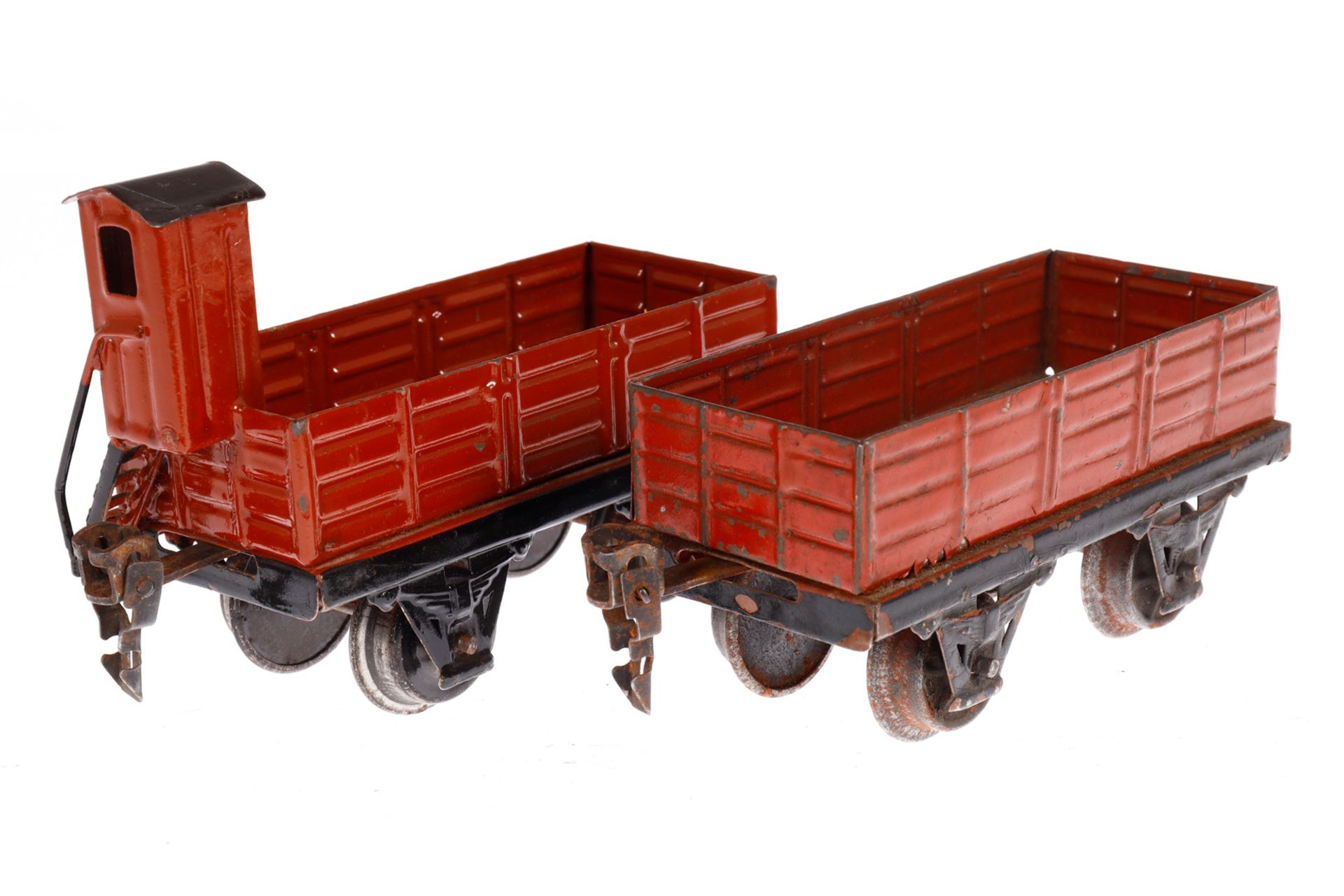 2 Märklin Güterwagen 1916 und 1917, Spur 0, HL, LS und gealterter Lack, L 11, Z 3 - Image 2 of 3