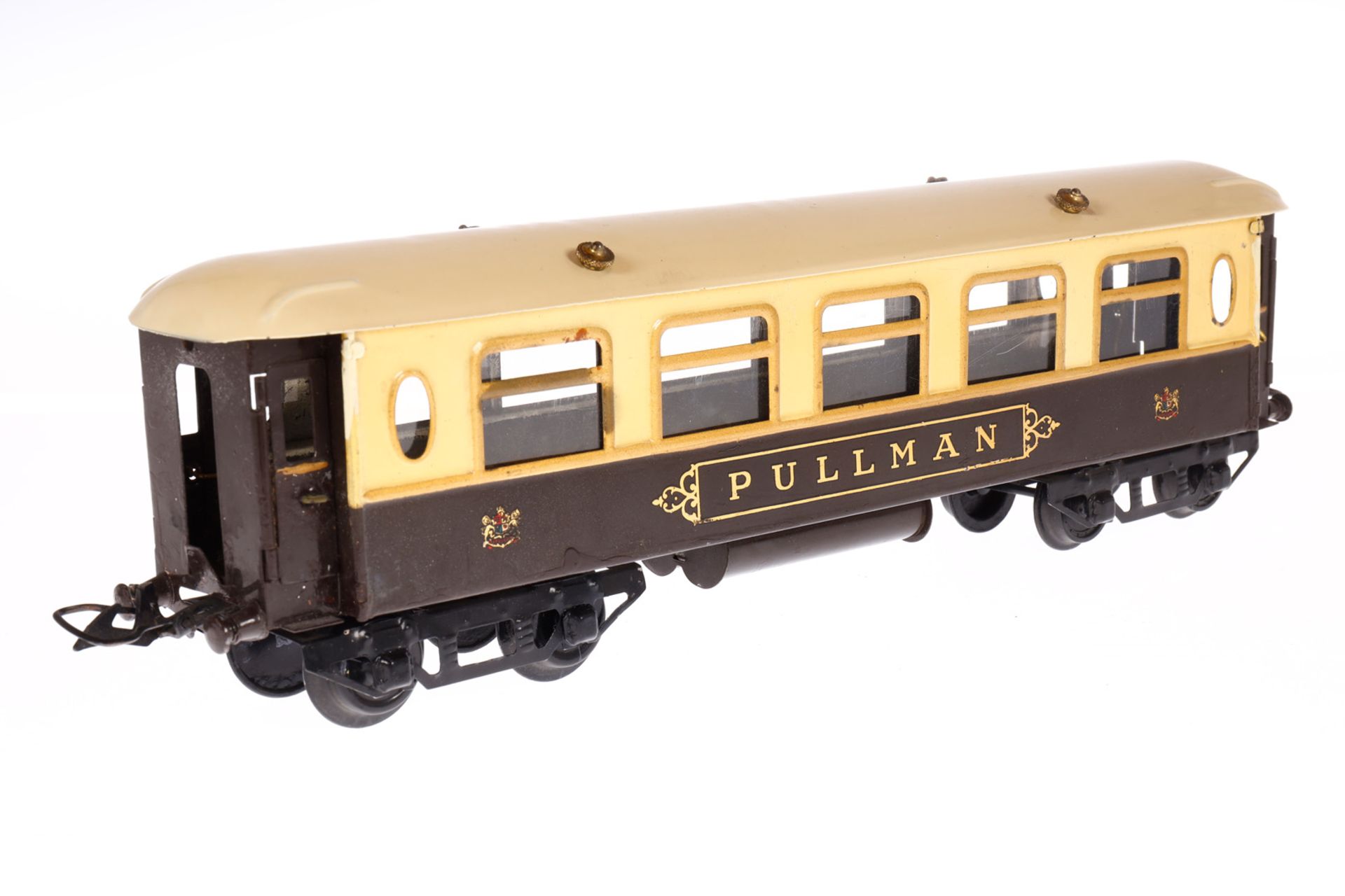 Hornby Pullmanwagen, Spur 0, creme/braun, mit 4 AT, Dach rest., LS tw ausgeb., Alterungsspuren, L - Image 3 of 4