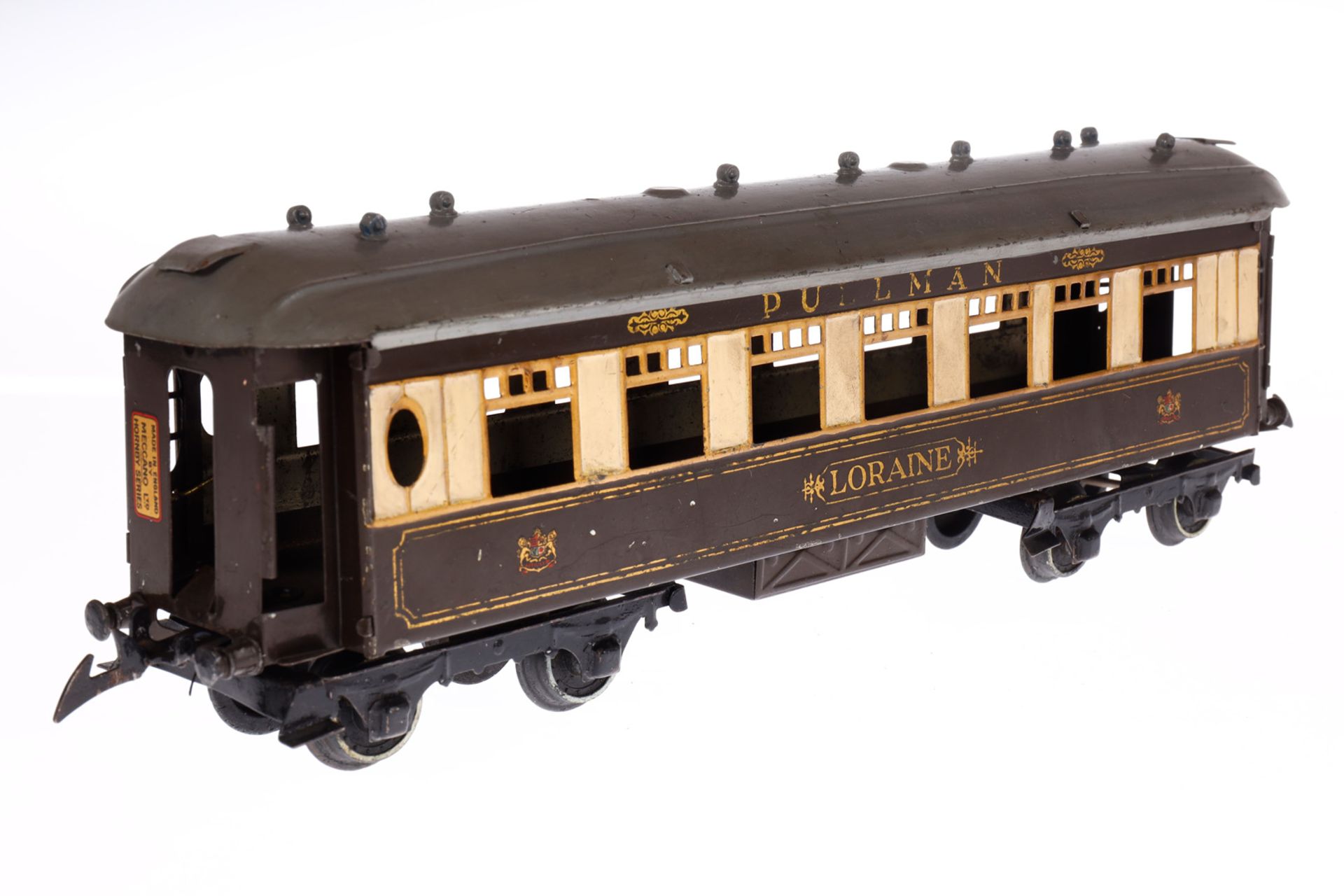 Hornby Pullmanwagen ”Loraine”, Spur 0, creme/braun, mit 4 AT, ohne Scheiben, 1 Dachlüfter fehlt, - Image 3 of 4