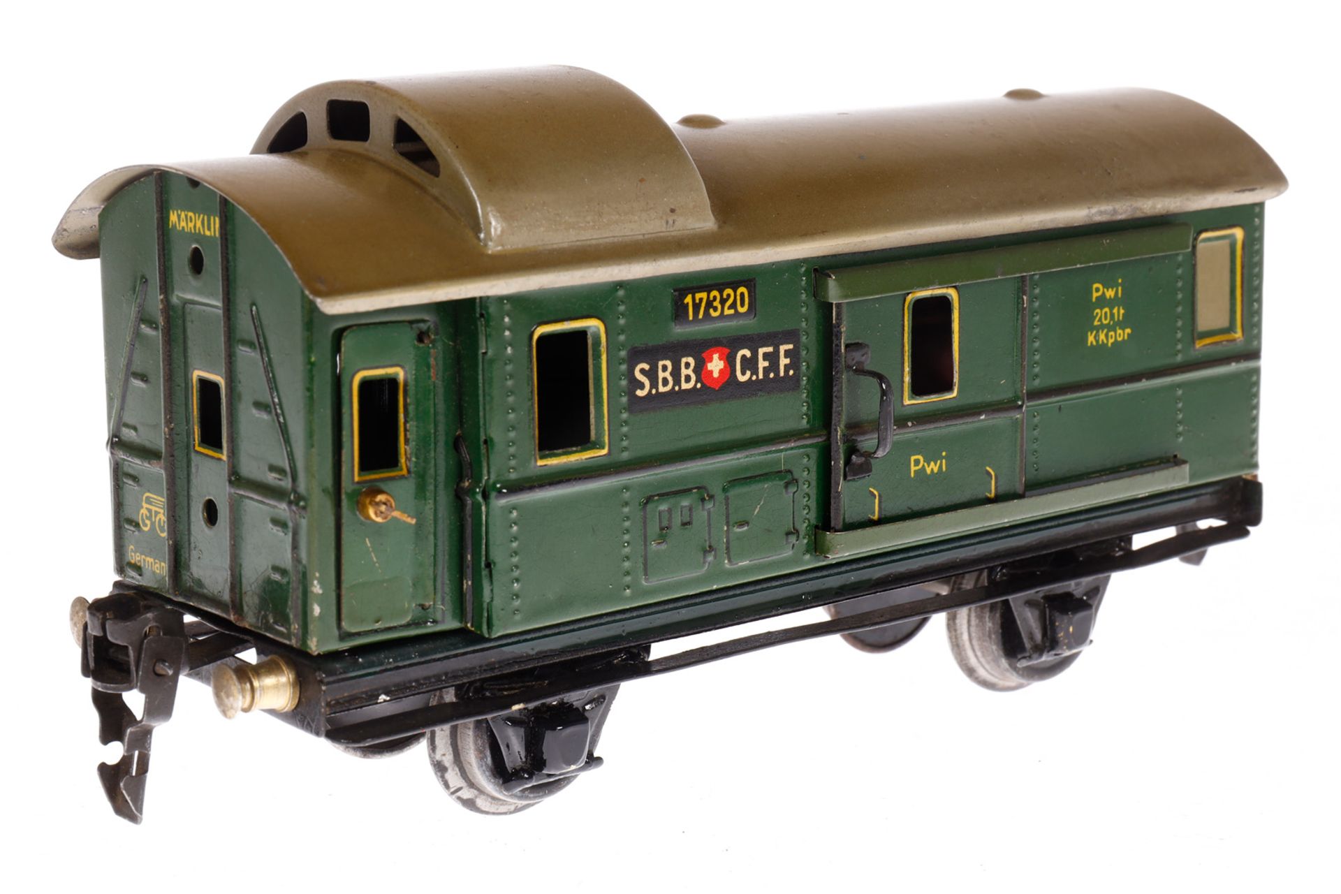 Märklin schweizer Gepäckwagen 1732, Spur 0, CL, mit 2 AT und 2 ST, für Schlussbeleuchtung, - Image 3 of 4