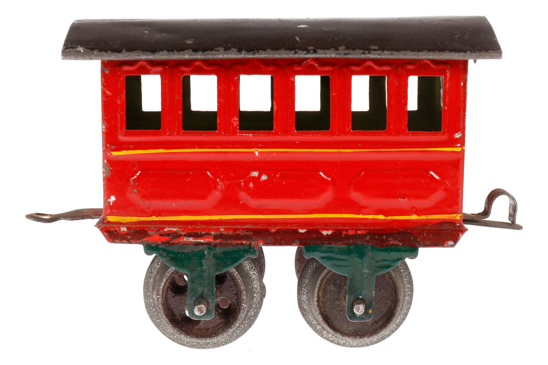 Märklin Personenwagen 1805, Spur 0, uralt, HL, mit Schnappkupplungen und versch. Gussrädern, LS