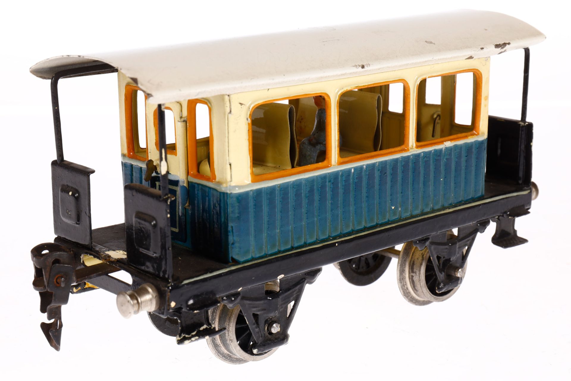 Märklin Aussichtswagen 1835, Spur 0, creme/blau, mit Inneneinrichtung, 4 AT und Gussrädern, LS tw - Image 2 of 5