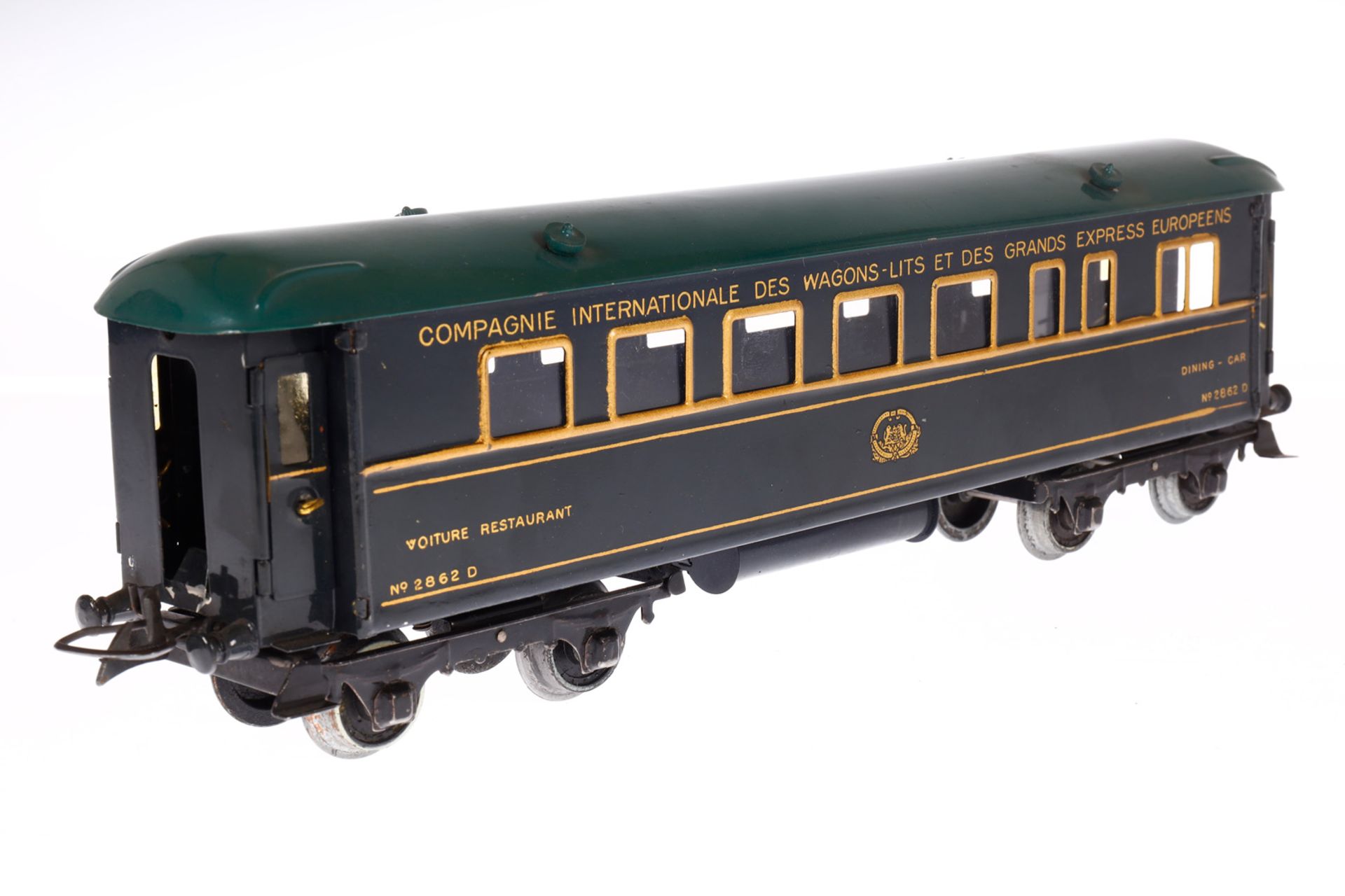 Hornby int. Speisewagen 2862, Spur 0, blau, mit 4 AT, LS und Alterungsspuren, L 33, Z 3 - Image 3 of 4