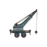 Märklin Kranwagen 1858, Spur 0, uralt, HL, mit Kurbel, Kette und Kugelhaken, Rahmenbereich