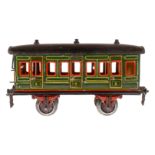 Märklin Abteilwagen 1856, Spur 1, HL, mit Inneneinrichtung und 6 AT, Kupplungen besch., 1 Trittstufe