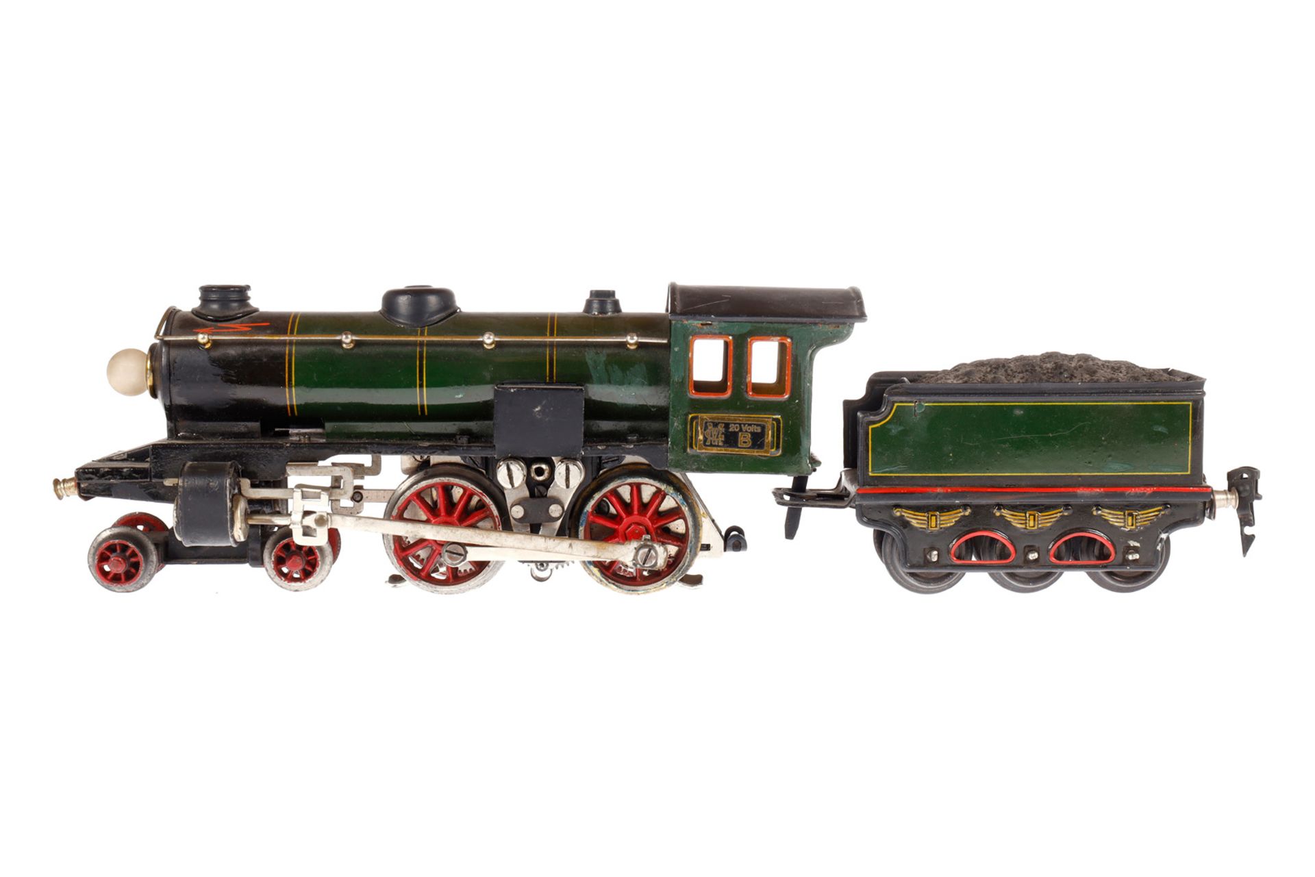 Märklin 2-B Dampflok E 65/13050, Spur 0, elektr., grün/schwarz, mit Tender und 1 el. bel.