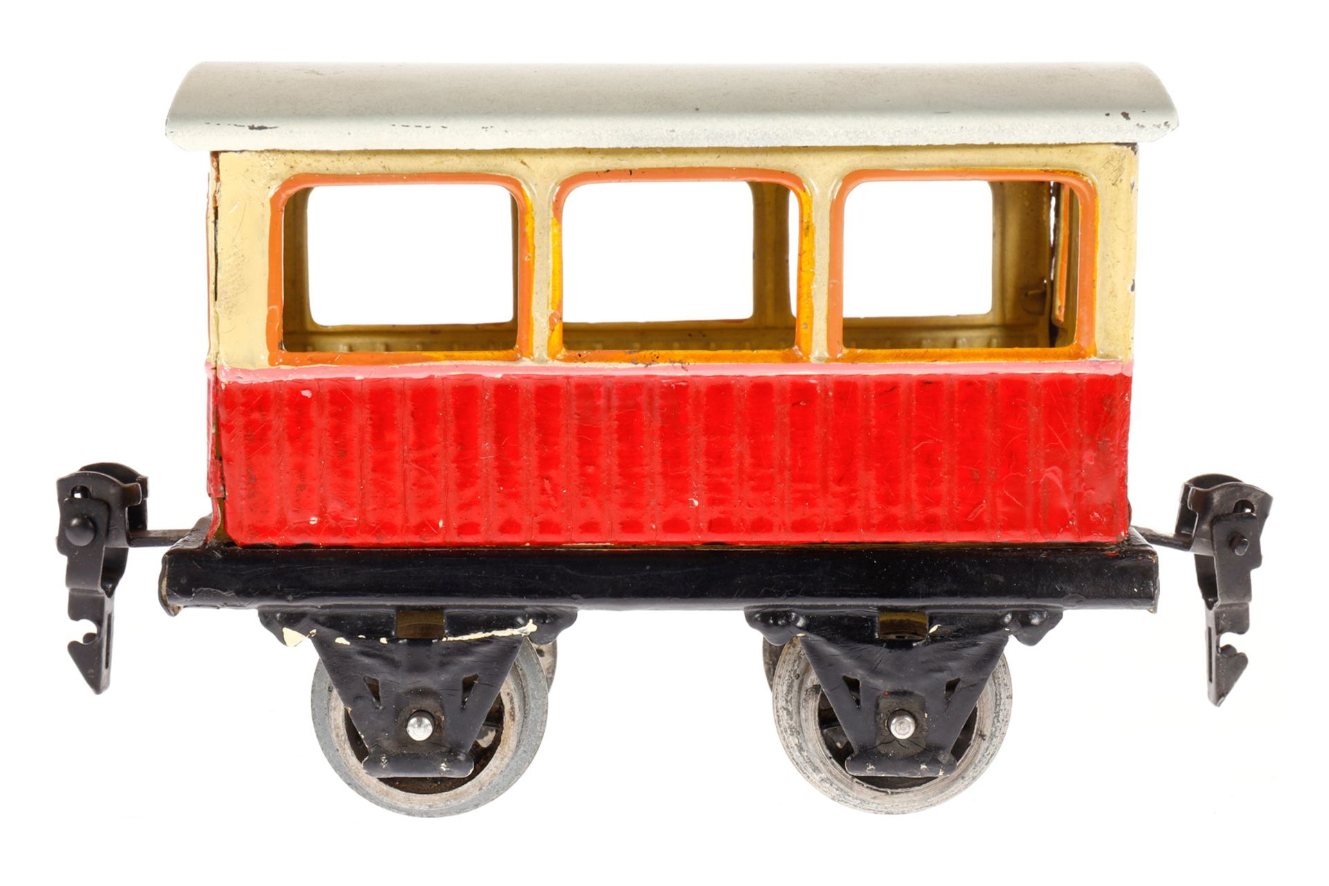 Märklin Aussichtswagen 1834, Spur 0, creme/rot, mit Gussrädern, Dach und Schwarzbereiche rest., LS