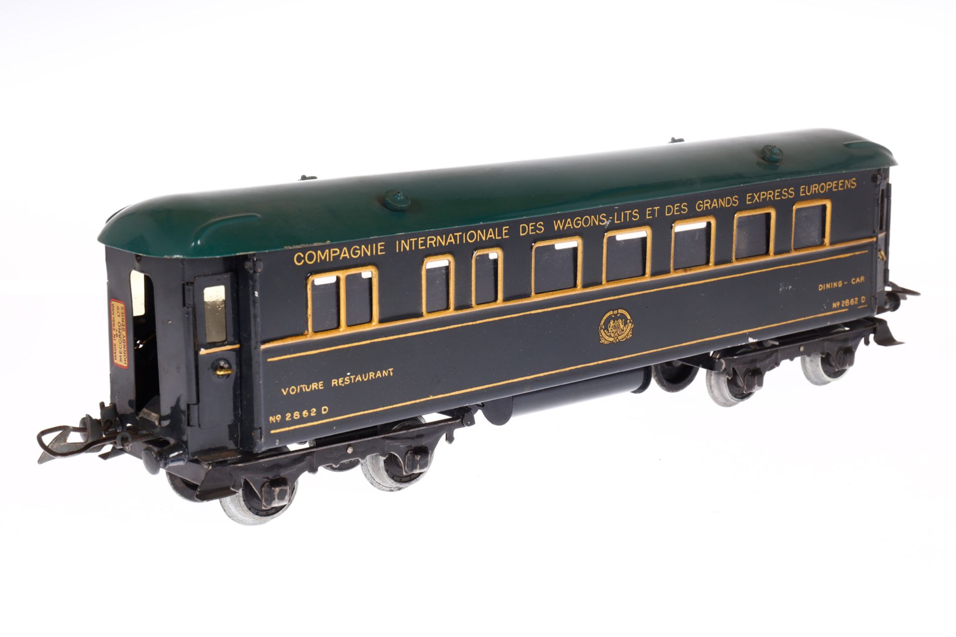 Hornby int. Speisewagen 2862, Spur 0, blau, mit 4 AT, LS und Alterungsspuren, L 33, Z 3 - Image 2 of 4