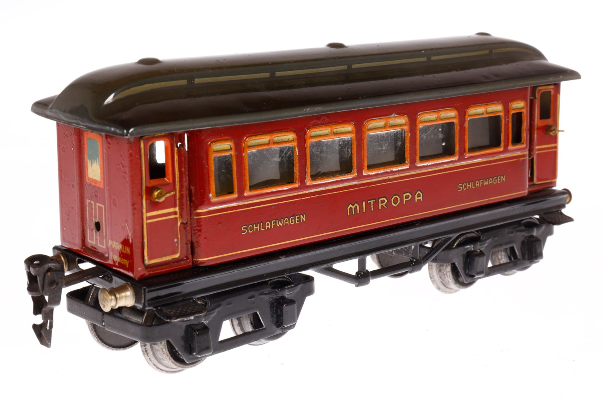 Märklin Mitropa Schlafwagen 1886, Spur 0, CL, mit 4 AT, LS und gealterter Lack, L 21,5, Z 2-3 - Image 3 of 4