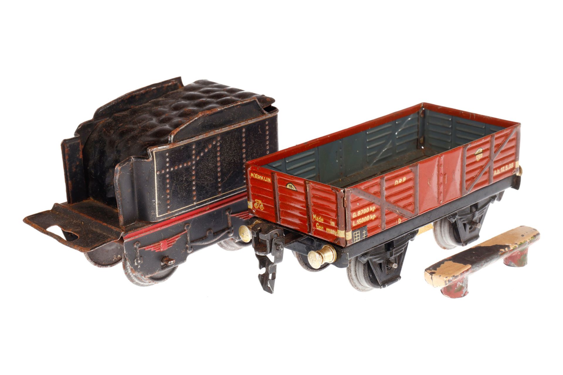 Märklin offener Güterwagen und Tender 1661/889, Spur 0, LS, L 13 und 10,5, Z 4