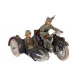 Motorradfahrer mit Beiwagen, Masse/Blech, HL, tw besch., LS, L 11, Z 3