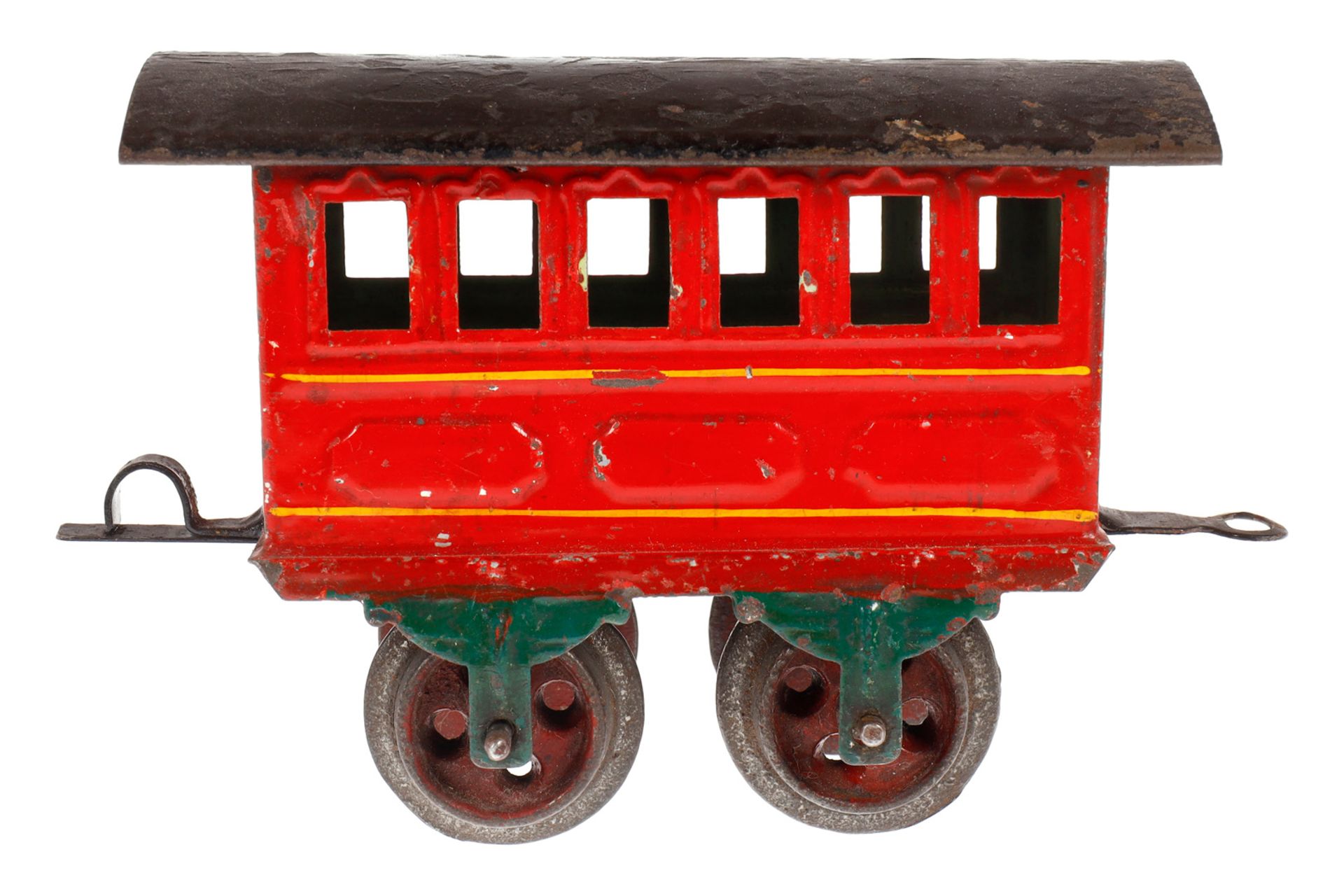 Märklin Personenwagen 1805, Spur 0, uralt, HL, mit Schnappkupplungen und Gussrädern, Dach ÜL, LS und