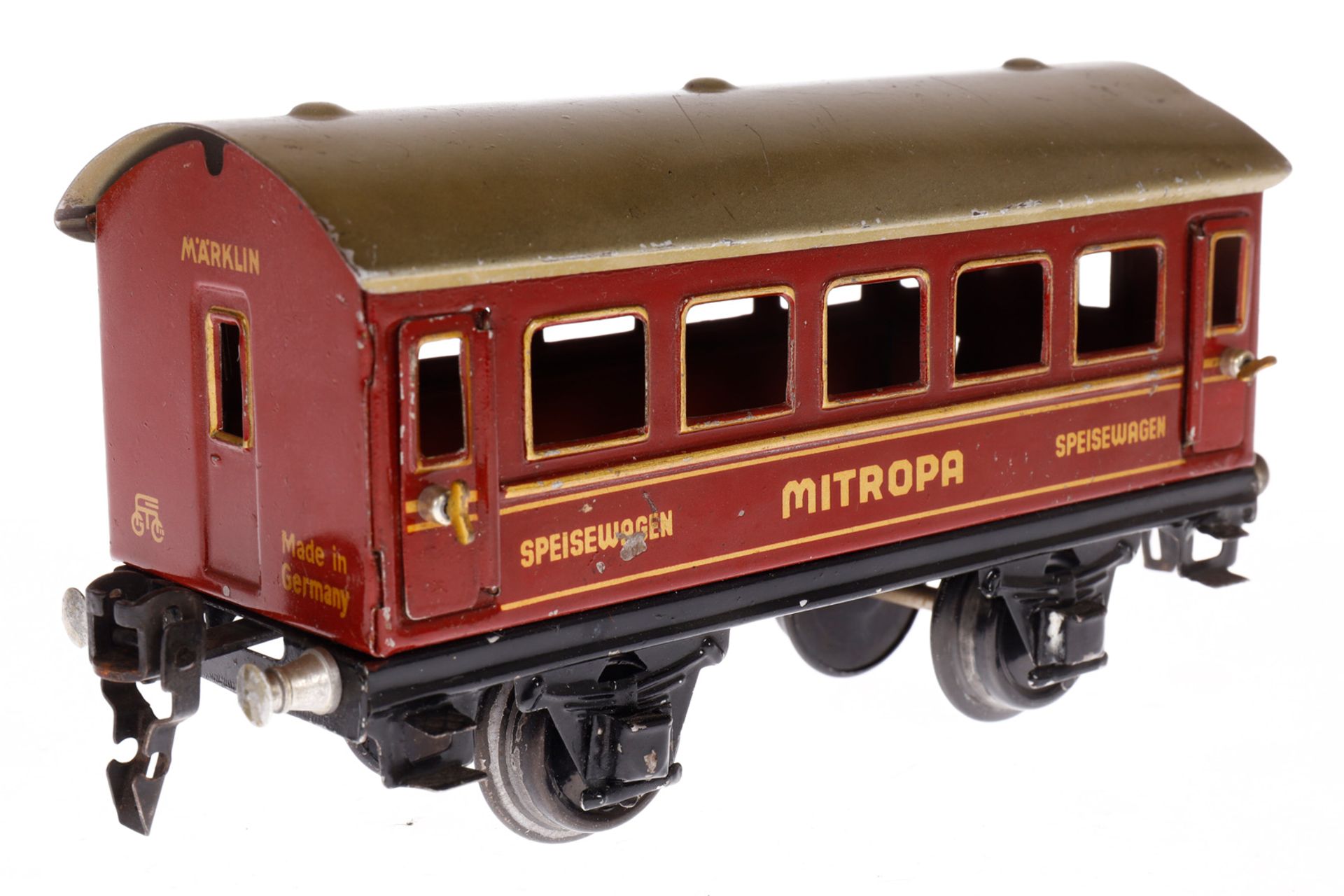 Märklin Mitropa Speisewagen 1725, Spur 0, CL, mit 4 AT, LS und gealterter Lack, L 16,5, Z 2-3 - Image 3 of 4