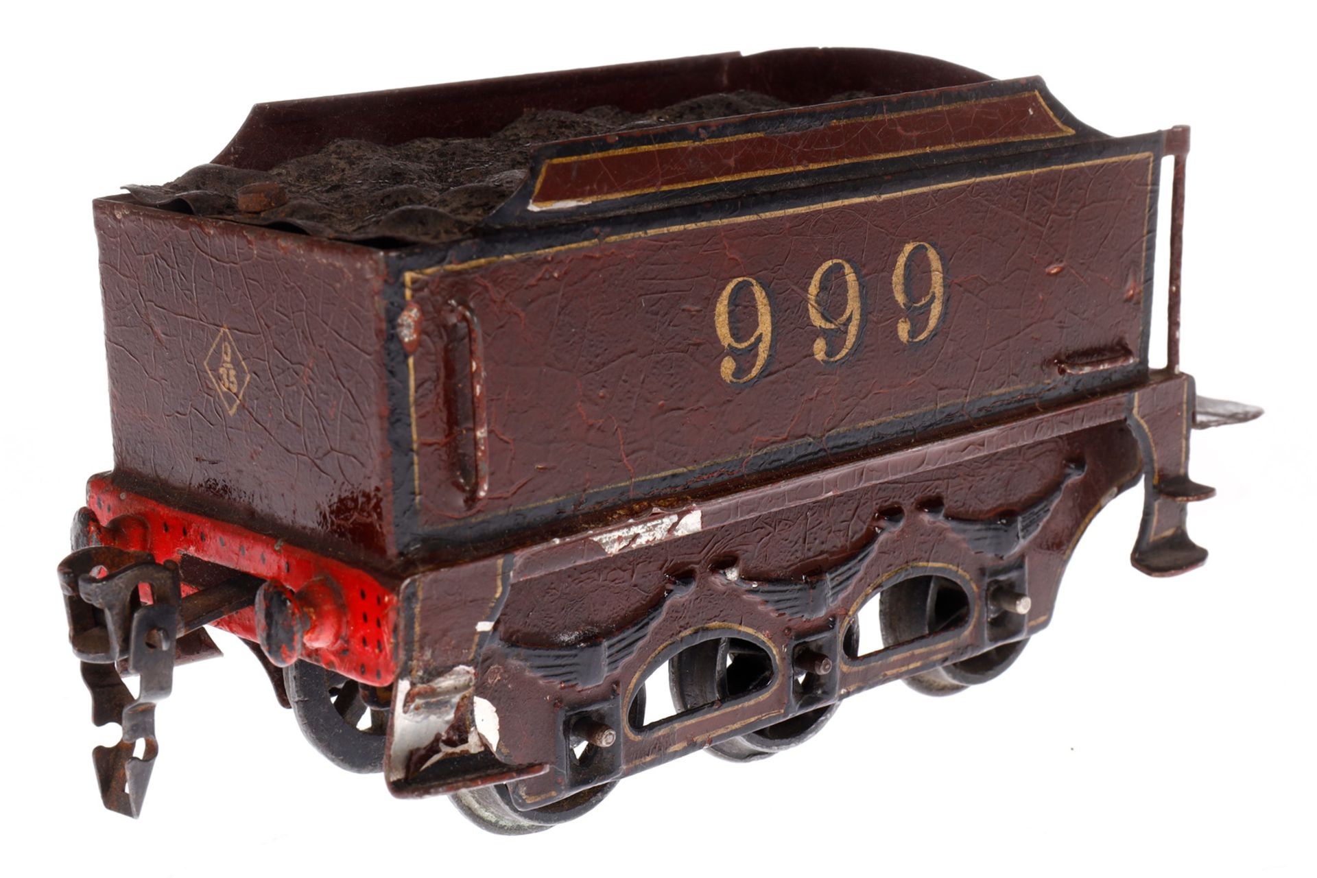 Märklin engl. 2-B Dampflok ”999” E 1020 MR, Spur 0, braun/schwarz, mit Tender, 3 imit. - Image 6 of 6