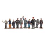 Konv. 10 Eisenbahnfiguren, Blei, HL, LS, H 4-5,5, Z 3