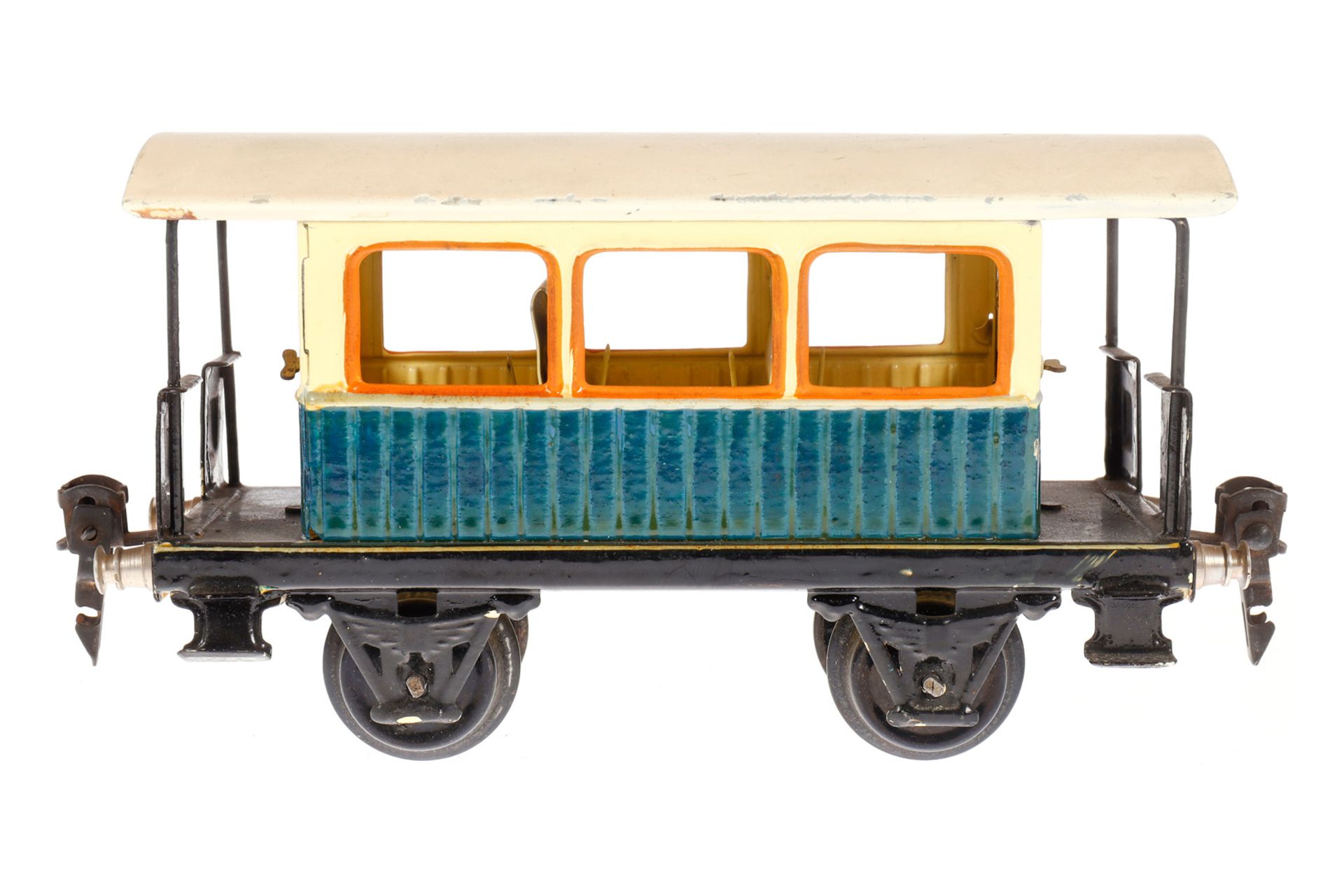 Märklin Aussichtswagen 1835, Spur 0, creme/blau, mit Inneneinrichtung und 4 AT, LS tw ausgeb.,