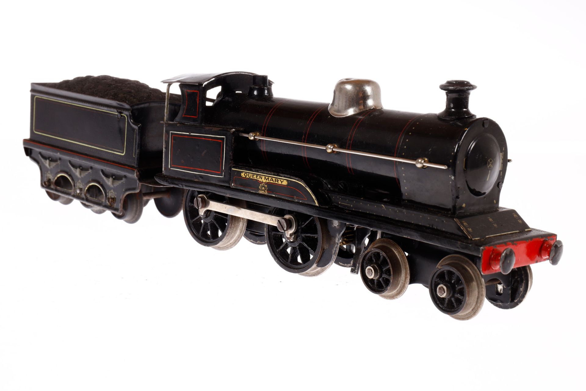 Märklin engl. 2-B Dampflok ”Queen Mary” E 1030 LNWR, Spur 0, Uhrwerk intakt, schwarz, mit Tender, - Image 2 of 6