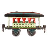 Märklin Sommerwagen 1825, Spur 0, uralt, grün, HL, mit 2 Sitzbänken und roten Vorhängen, 3