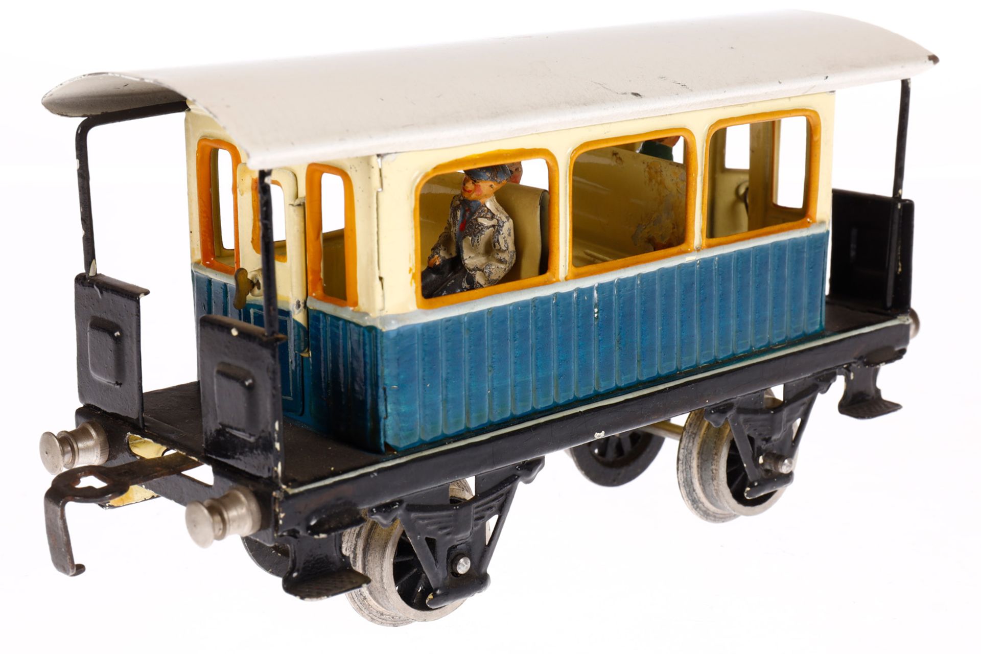 Märklin Aussichtswagen 1835, Spur 0, creme/blau, mit Inneneinrichtung, 4 AT und Gussrädern, LS tw - Image 3 of 5