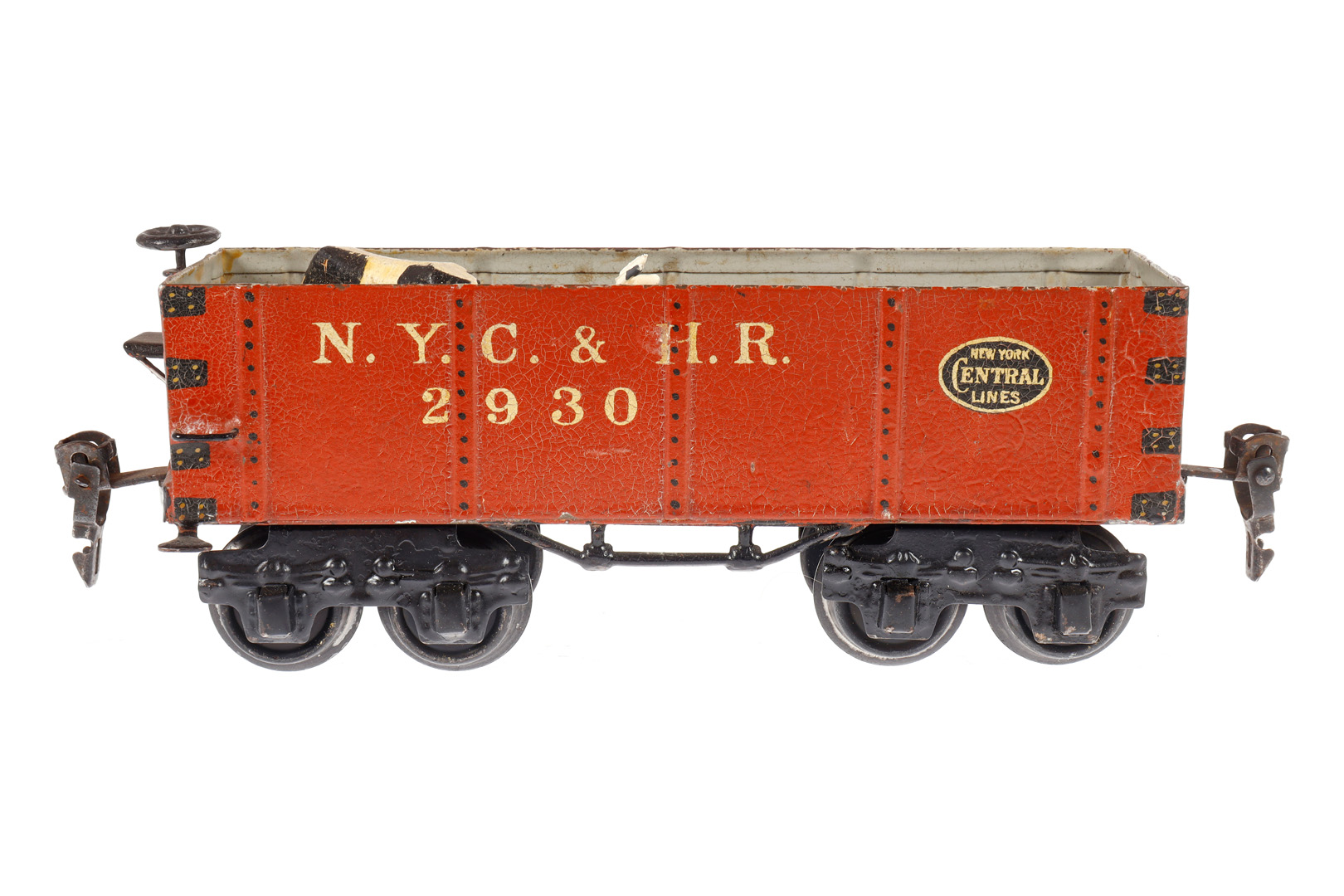 Märklin amerik. Hochbordwagen 2930, Spur 0, HL, LS tw ausgeb., gealterter Lack, L 18, Z 3