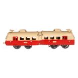 JEP Triebwagen ”Nord”, Spur 0, Uhrwerk intakt, creme/rot, 1 Puffer und 1 Signalhorn fehlen, LS und