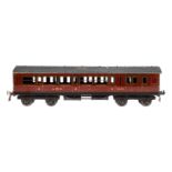 Basset-Lowke Personenwagen 9343 LMS, Spur 0, rotbraun, 2 Puffer besch., LS und Alterungsspuren, L