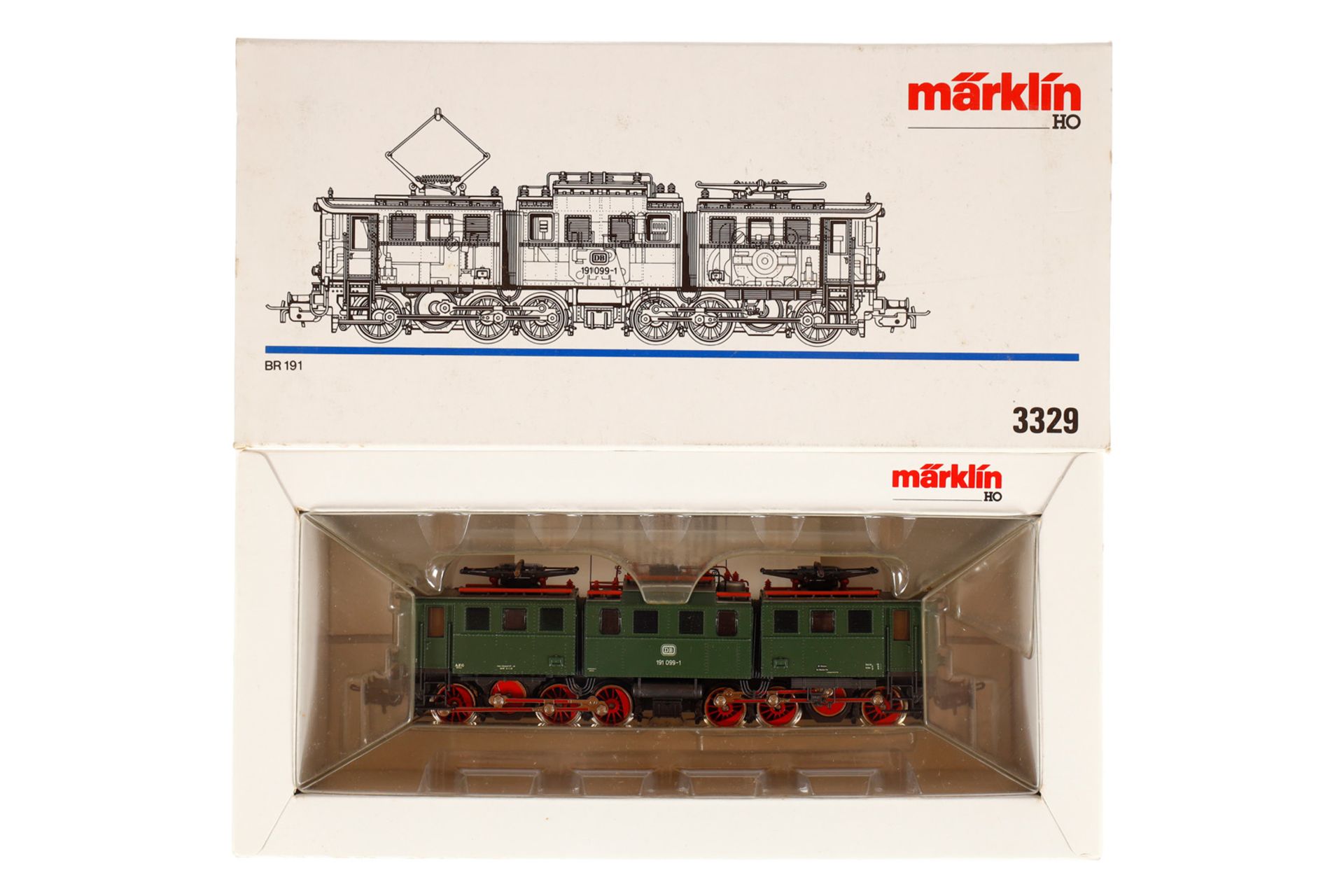 Märklin E-Lok ”191 099-1” 3329, Spur H0, grün, Alterungsspuren, OK, Z 2